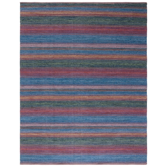 SAFAVIEH Kilim Leon Striped Cotton Area Rug, Orange/Green, 8' x 10'