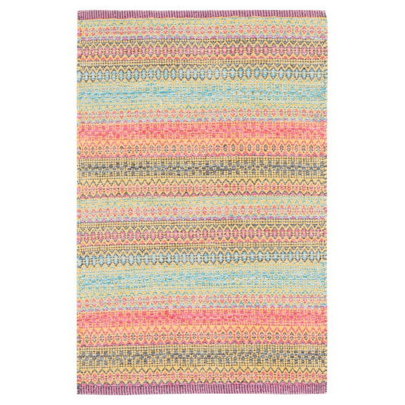 SAFAVIEH Kilim Leon Striped Cotton Area Rug, Pink/Blue, 3' x 5'