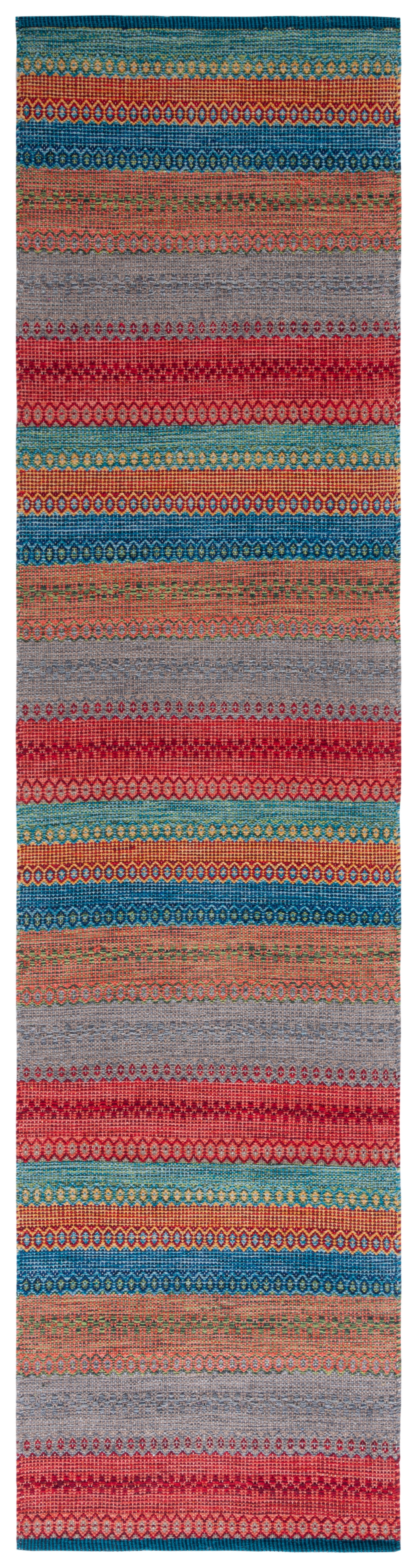Bohemian Blue Cotton Flat Woven Handmade Area Rug - 27" x 9"