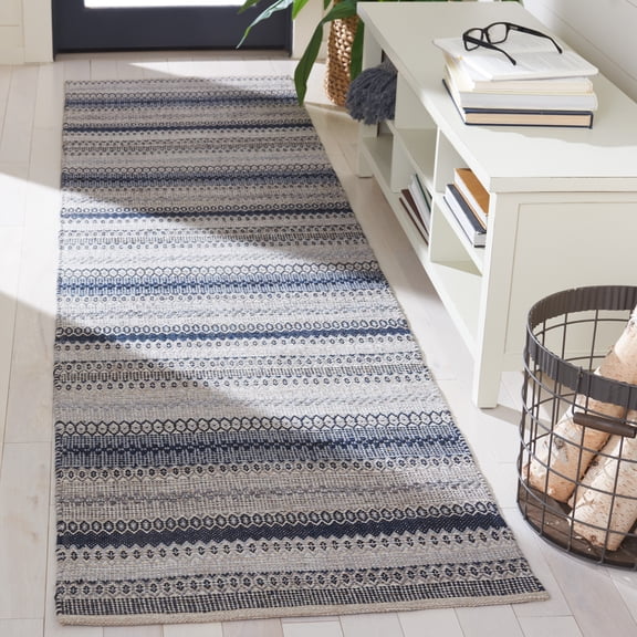 Safavieh Kilim Leon Striped Cotton Runner Rug, Gray/Black, 2'3" x 9'