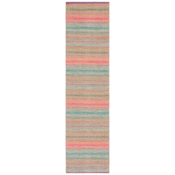 SAFAVIEH Kilim Leon Striped Cotton Runner Rug, Pink/Blue, 2'3" x 9'