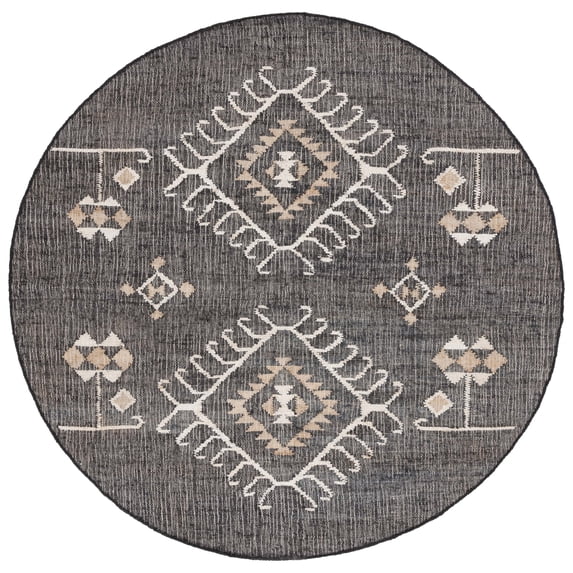 SAFAVIEH Kilim Lisette Tribal Area Rug, Black/Ivory, 3' x 3' Round