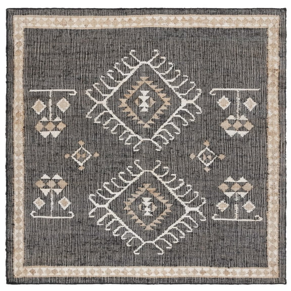 SAFAVIEH Kilim Lisette Tribal Area Rug, Black/Ivory, 5' x 5' Square