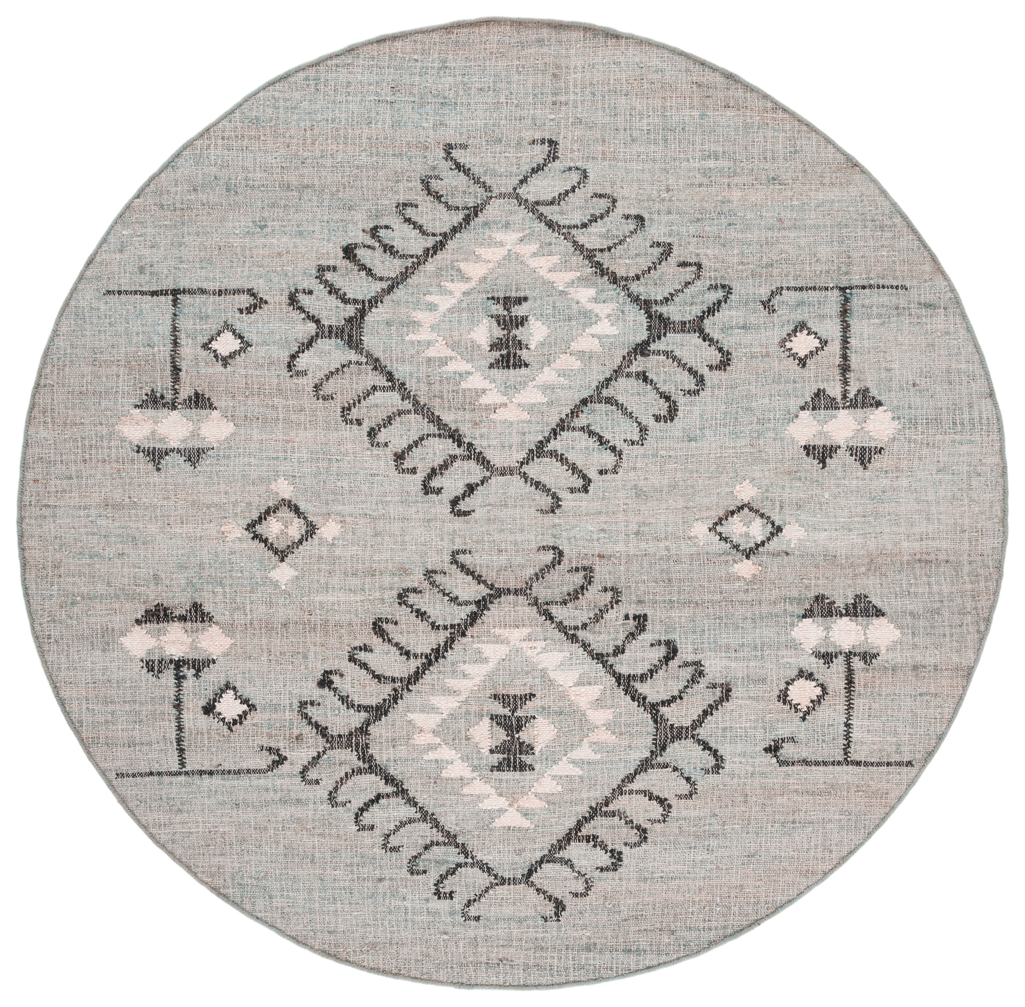 SAFAVIEH Kilim Lisette Tribal Area Rug, Blue/Black, 7' x 7' Round