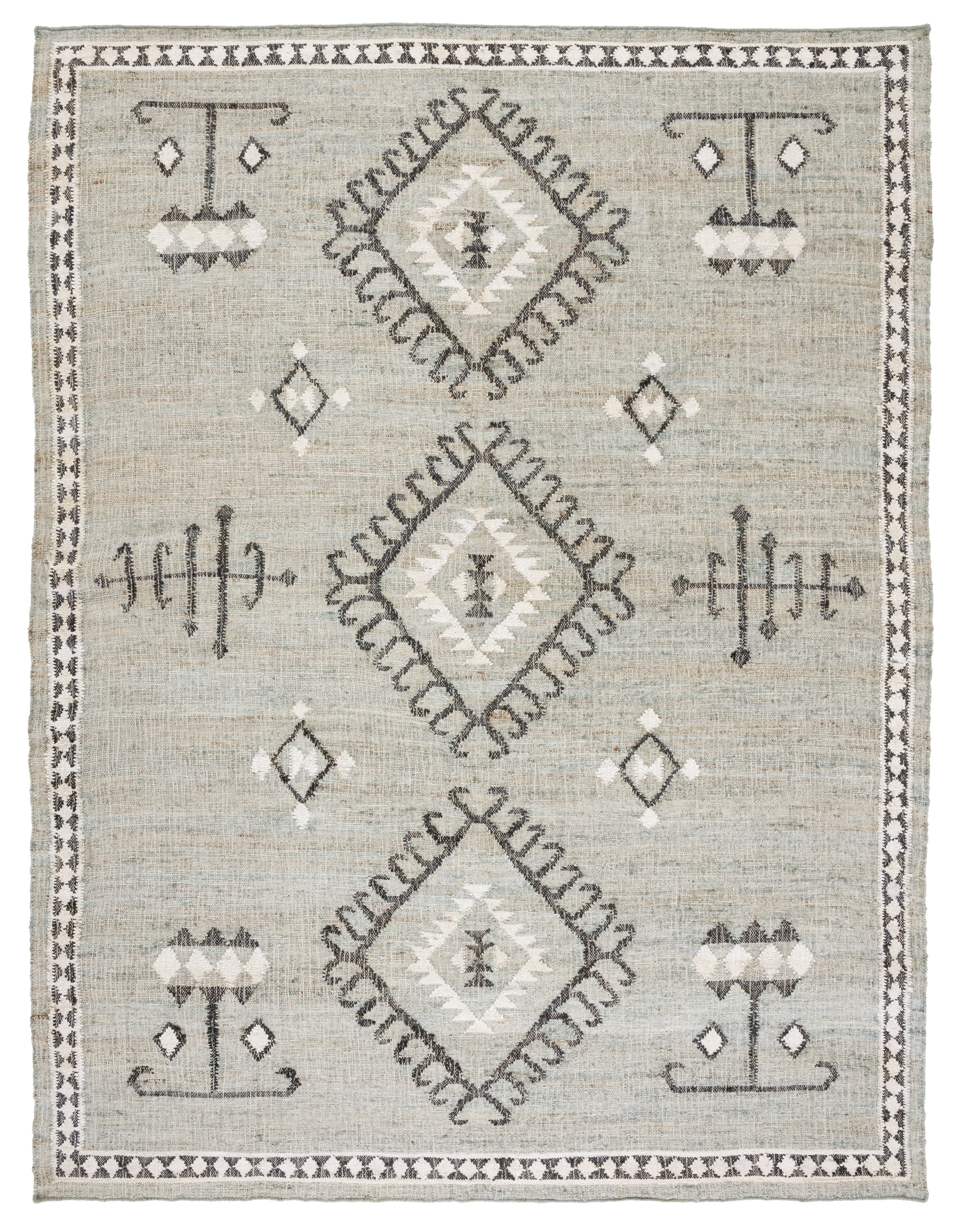 Blue and Black Handmade Flat Woven 9' x 12' Area Rug