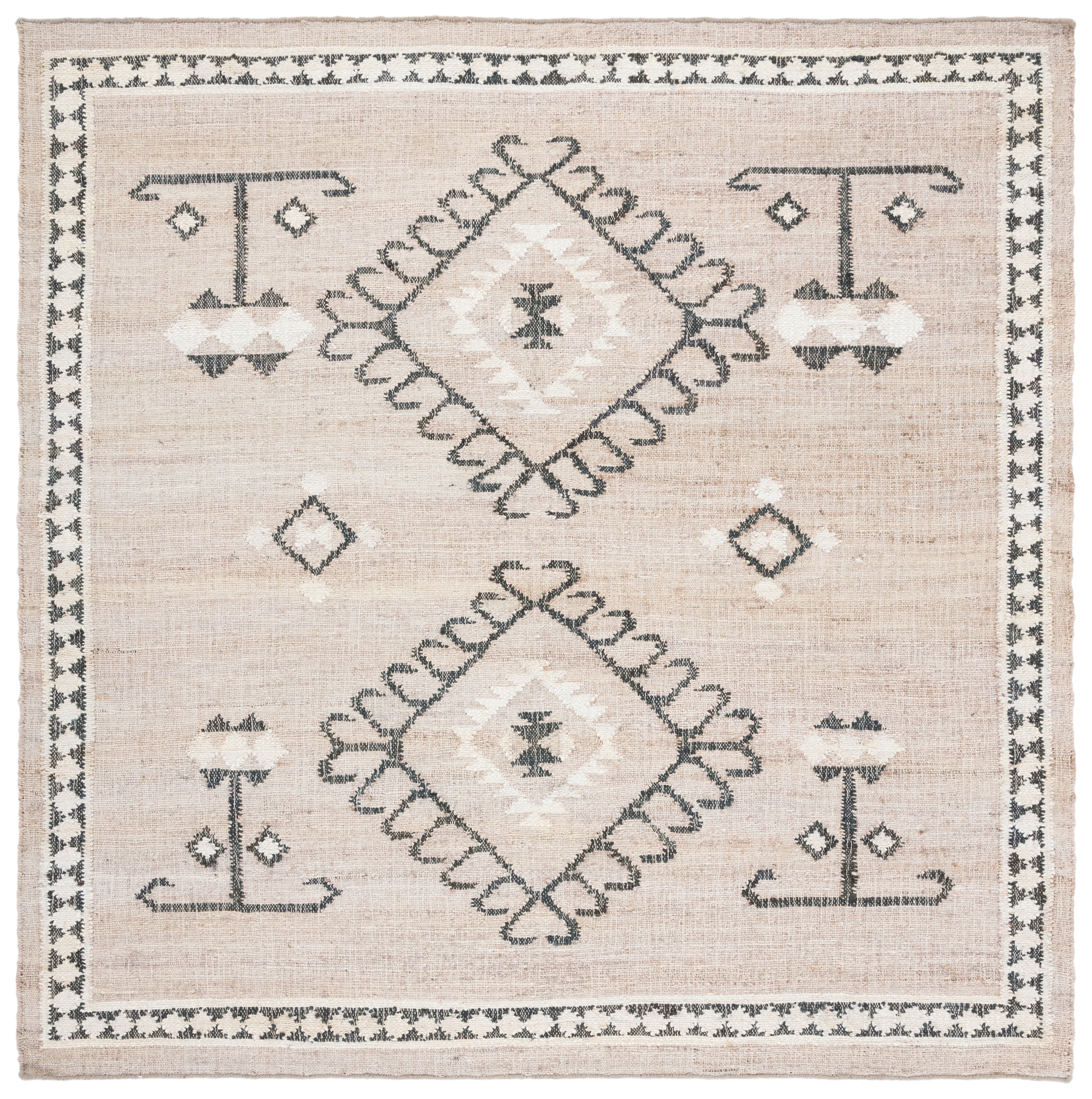 SAFAVIEH Kilim Lisette Tribal Area Rug, Grey/Black, 3' x 3' Square