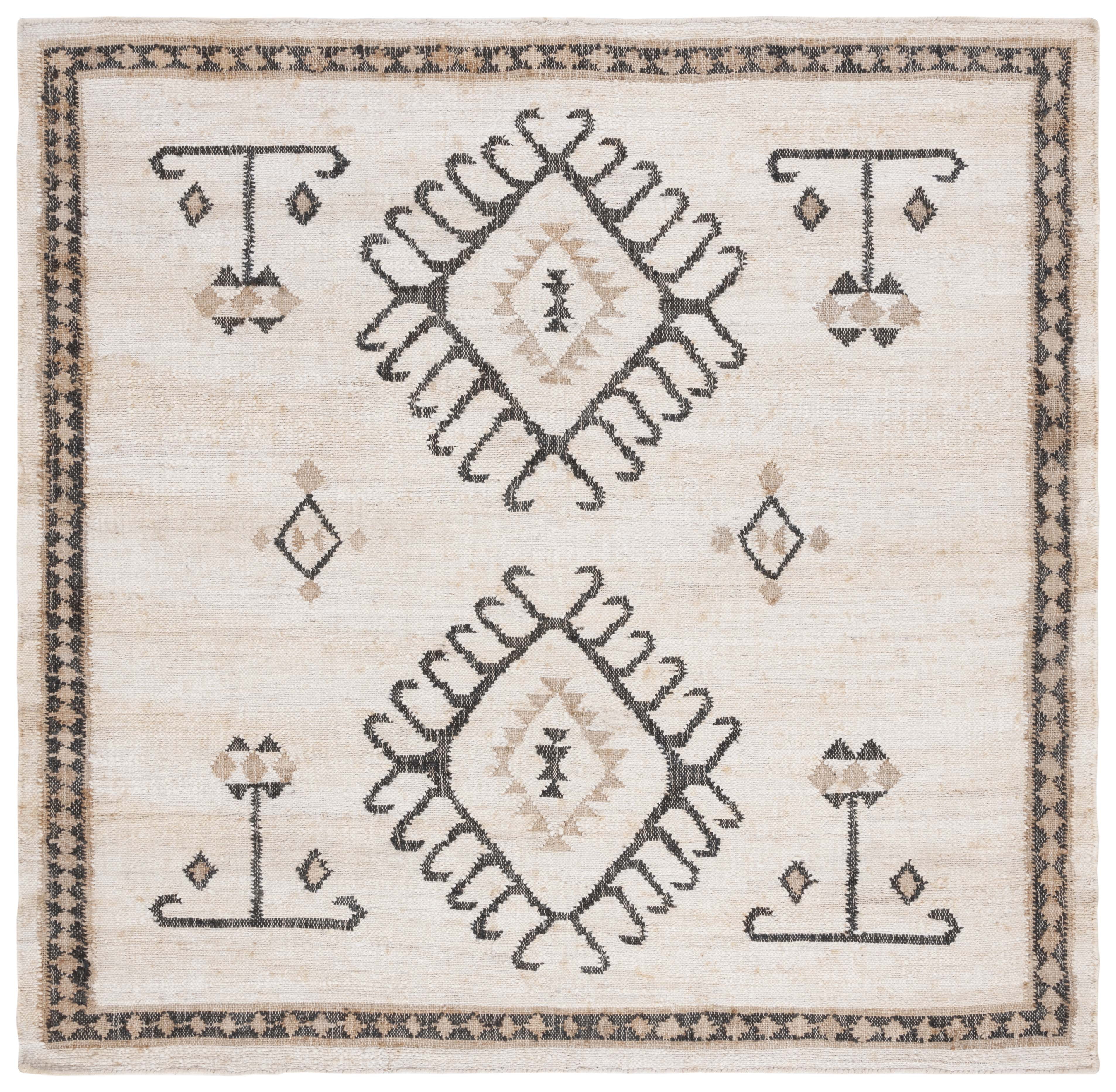 Safavieh 3' x 3' Black and Ivory Kilim Square Area Rug