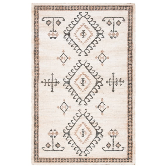 SAFAVIEH Kilim Lisette Tribal Area Rug, Ivory/Black, 5' x 8'