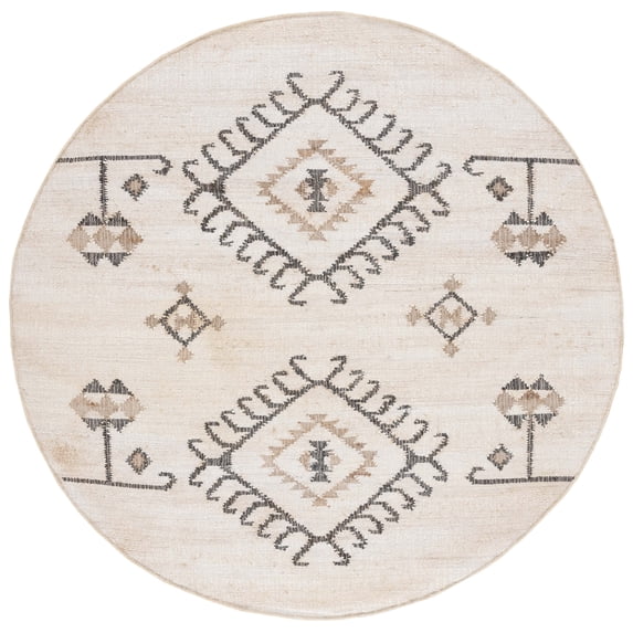 SAFAVIEH Kilim Lisette Tribal Area Rug, Ivory/Black, 7' x 7' Round