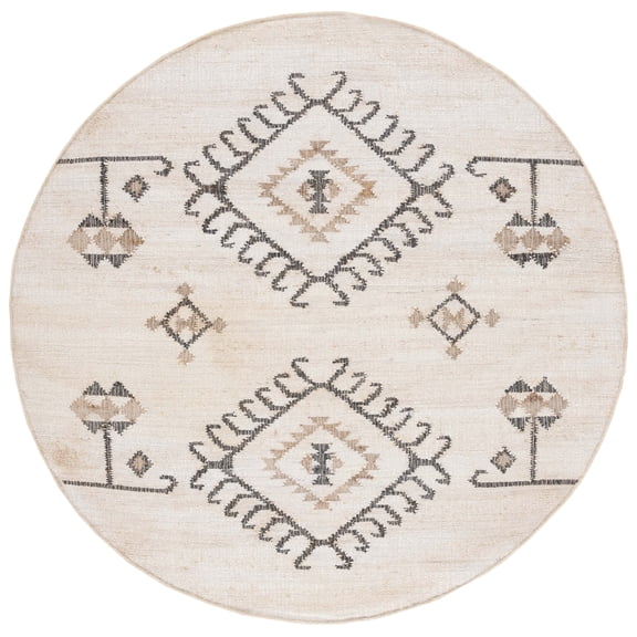 SAFAVIEH Kilim Lisette Tribal Area Rug, Ivory/Black, 7' x 7' Round