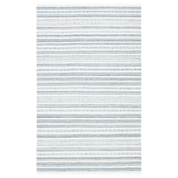 SAFAVIEH Kilim Mandy Striped Polyester Area Rug, Ivory/Grey, 3' x 5'