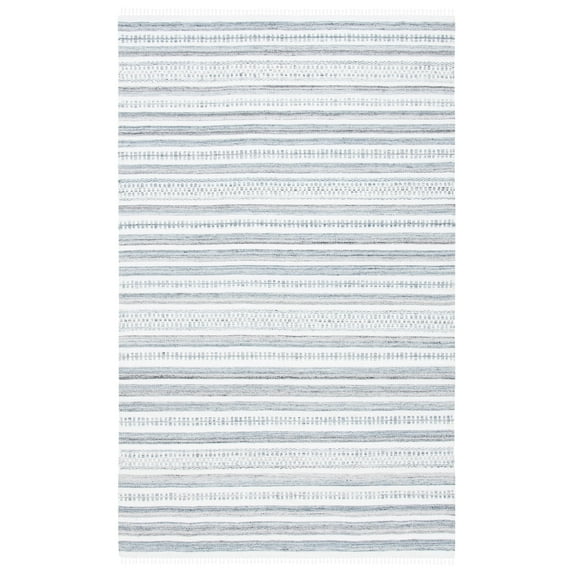 SAFAVIEH Kilim Mandy Striped Polyester Area Rug, Ivory/Grey, 5' x 8'