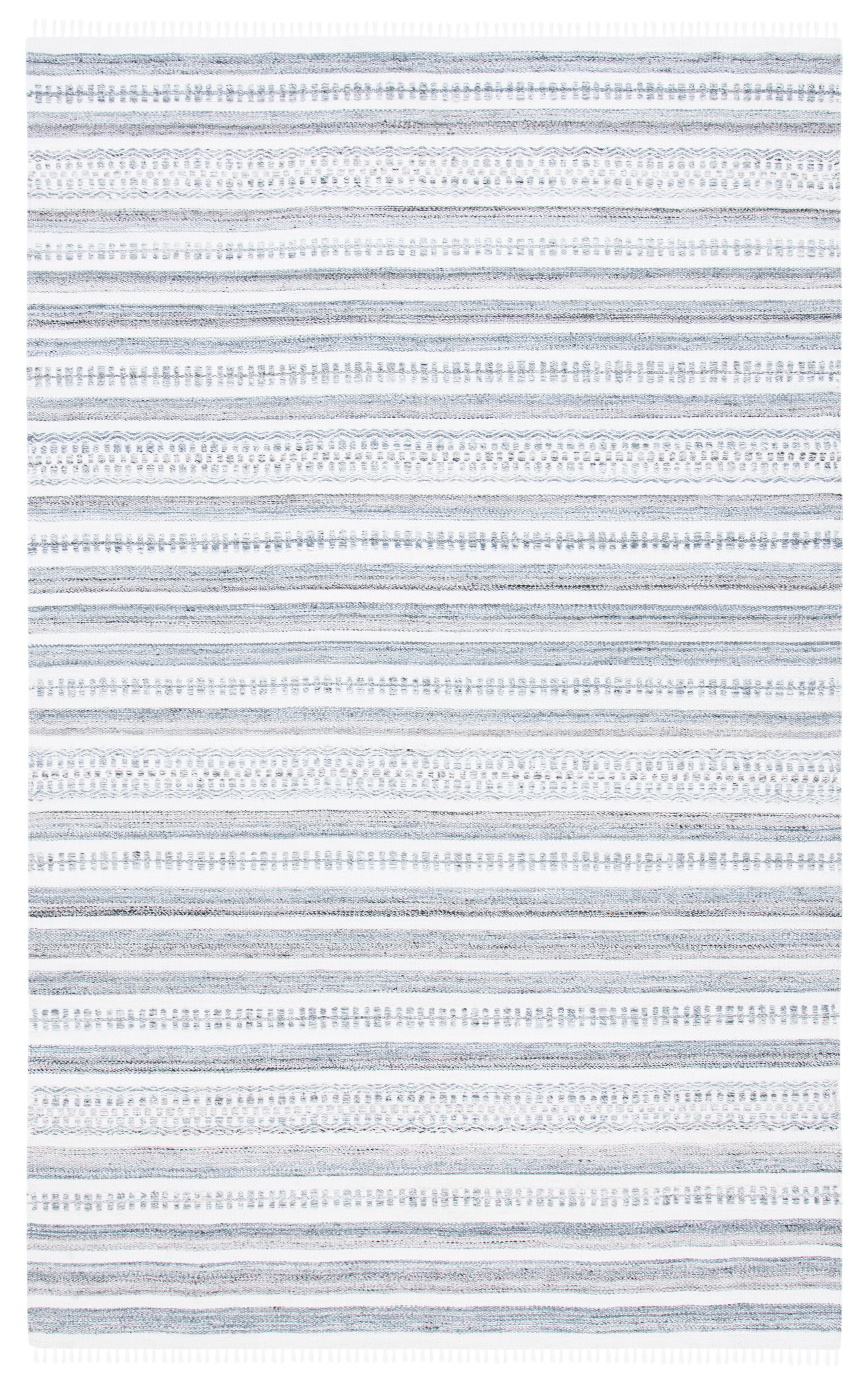 SAFAVIEH Kilim Mandy Striped Polyester Area Rug, Ivory/Grey, 8' x 10'