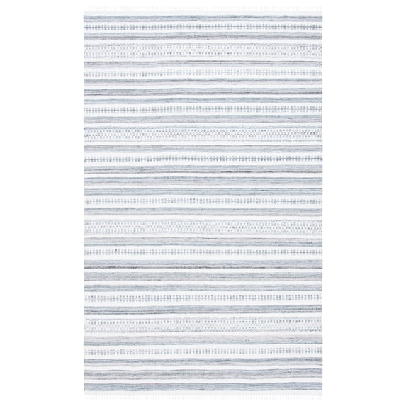 SAFAVIEH Kilim Mandy Striped Polyester Area Rug, Ivory/Grey, 8' x 10'