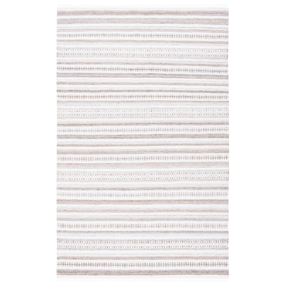 SAFAVIEH Kilim Mandy Striped Polyester Area Rug, Ivory/Light Brown, 4' x 6'
