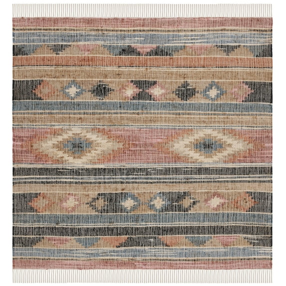 SAFAVIEH Kilim Marie Tribal Area Rug, Blue/Rust, 6' x 6' Square