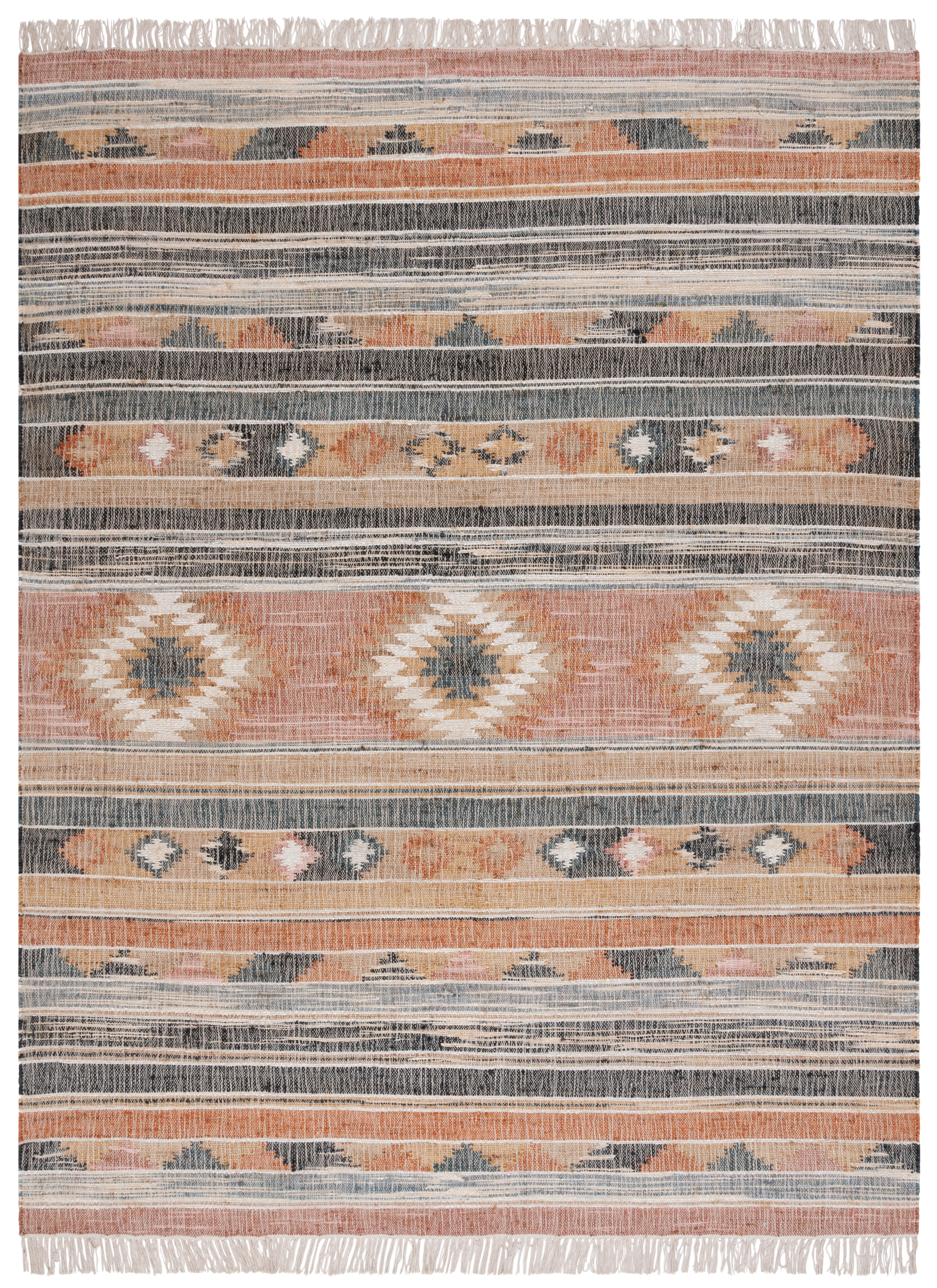 Handmade Blue Cotton Flat Woven 9' x 12' Area Rug
