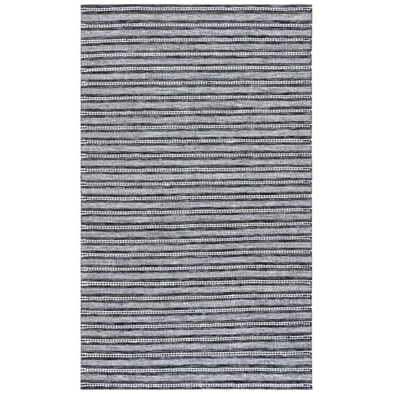 SAFAVIEH Kilim Mayra Striped Polyester Area Rug, Black/Ivory, 4' x 6'