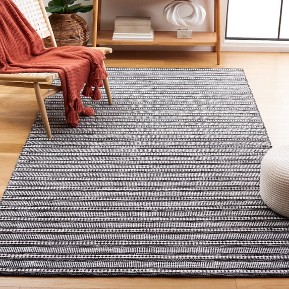 Safavieh Kilim Mayra Striped Polyester Area Rug, Black/Ivory, 6' x 9'
