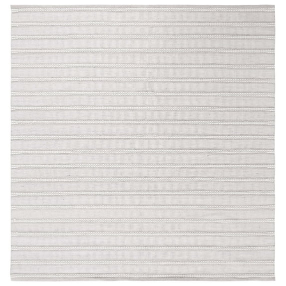 SAFAVIEH Kilim Mayra Striped Polyester Area Rug, Light Grey/Ivory, 6' x 6' Square
