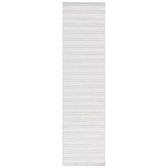 SAFAVIEH Kilim Mayra Striped Polyester Runner Rug, Light Grey/Ivory, 2'3" x 9'