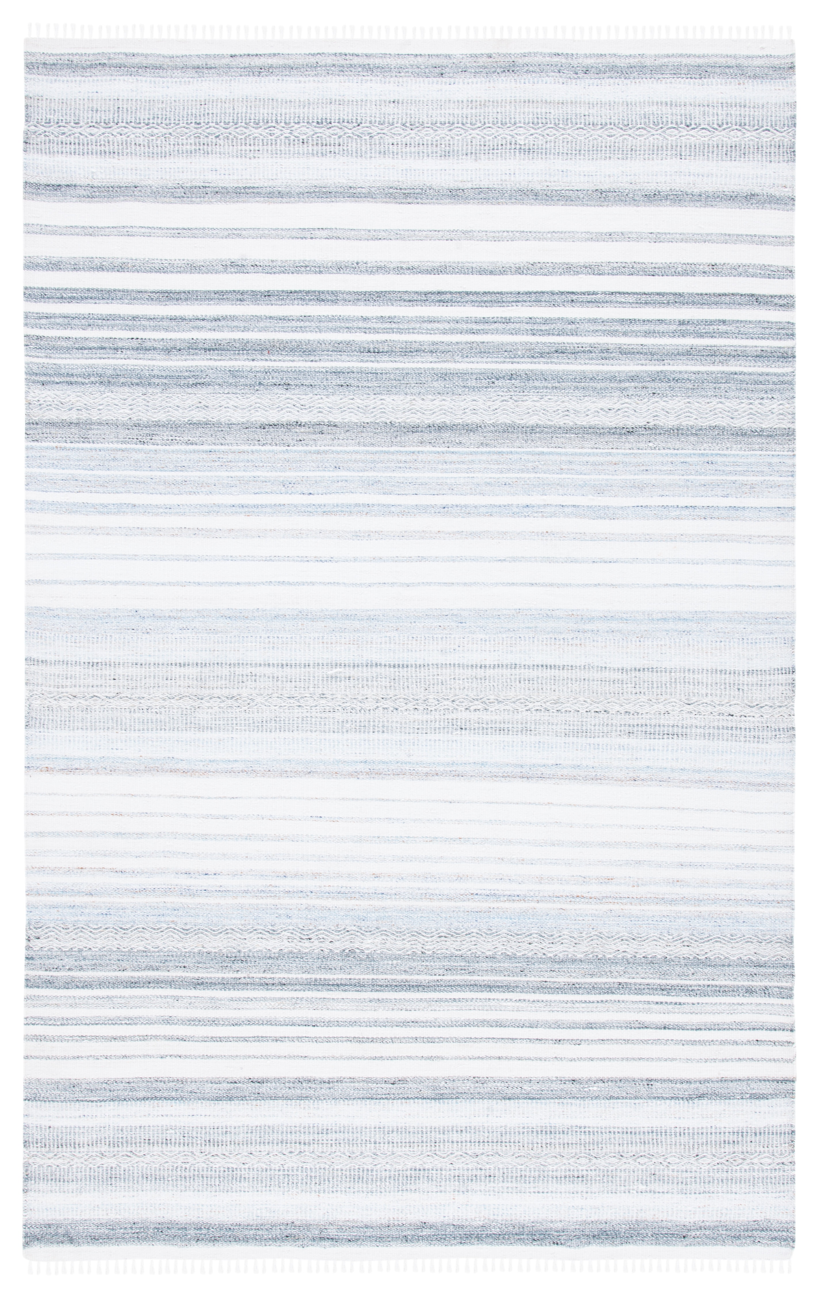 SAFAVIEH Kilim Mckayla Striped Polyester Area Rug, Ivory/Light Blue, 4' x 6'