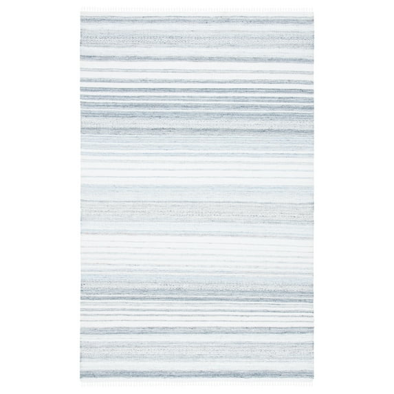SAFAVIEH Kilim Mckayla Striped Polyester Area Rug, Ivory/Light Blue, 4' x 6'