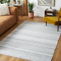SAFAVIEH Kilim Mckayla Striped Polyester Area Rug, Ivory/Light Grey, 8' x 10'