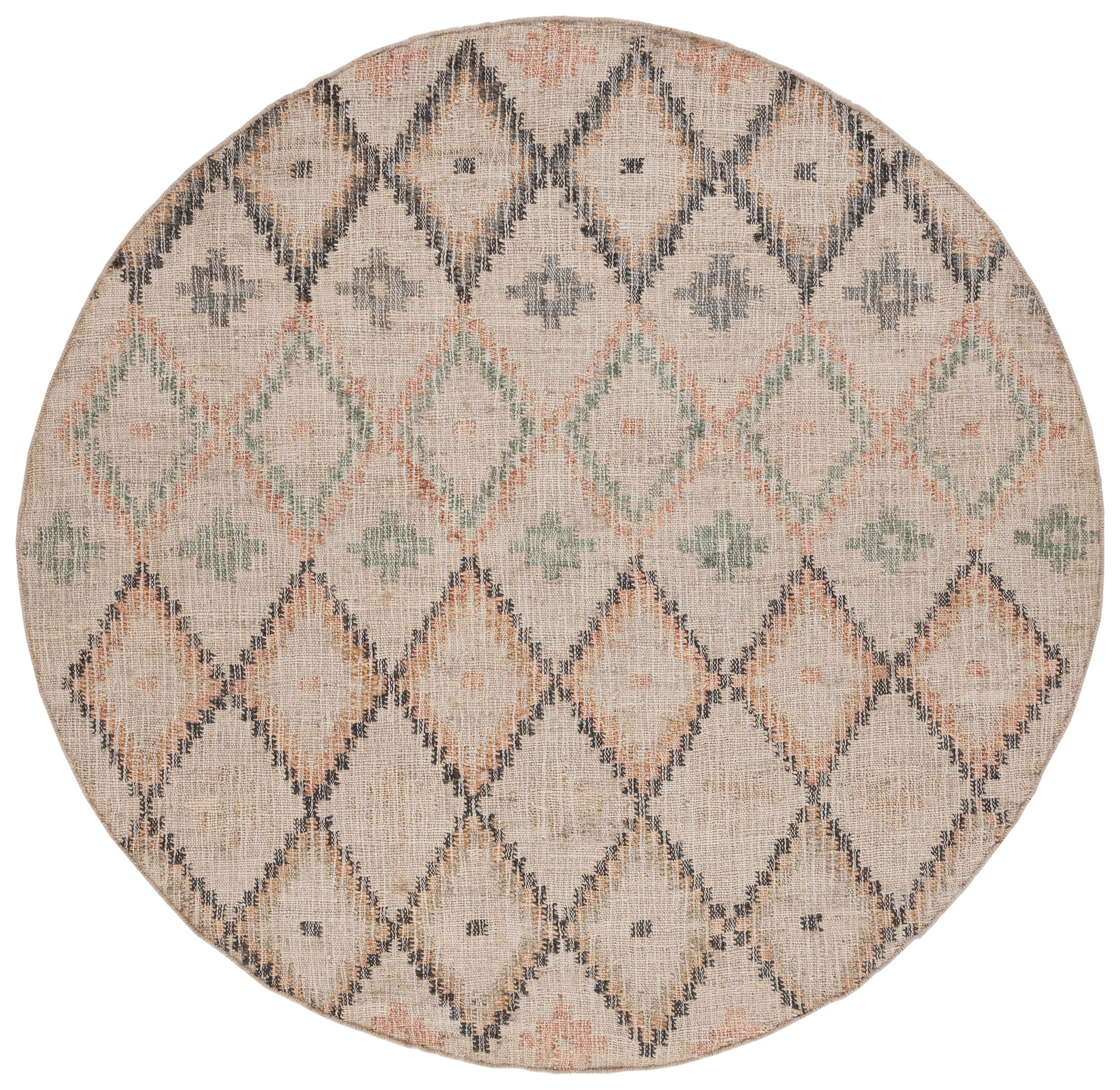 SAFAVIEH Kilim Mendoza Geometric Area Rug, Beige/Gold, 5' x 5' Round
