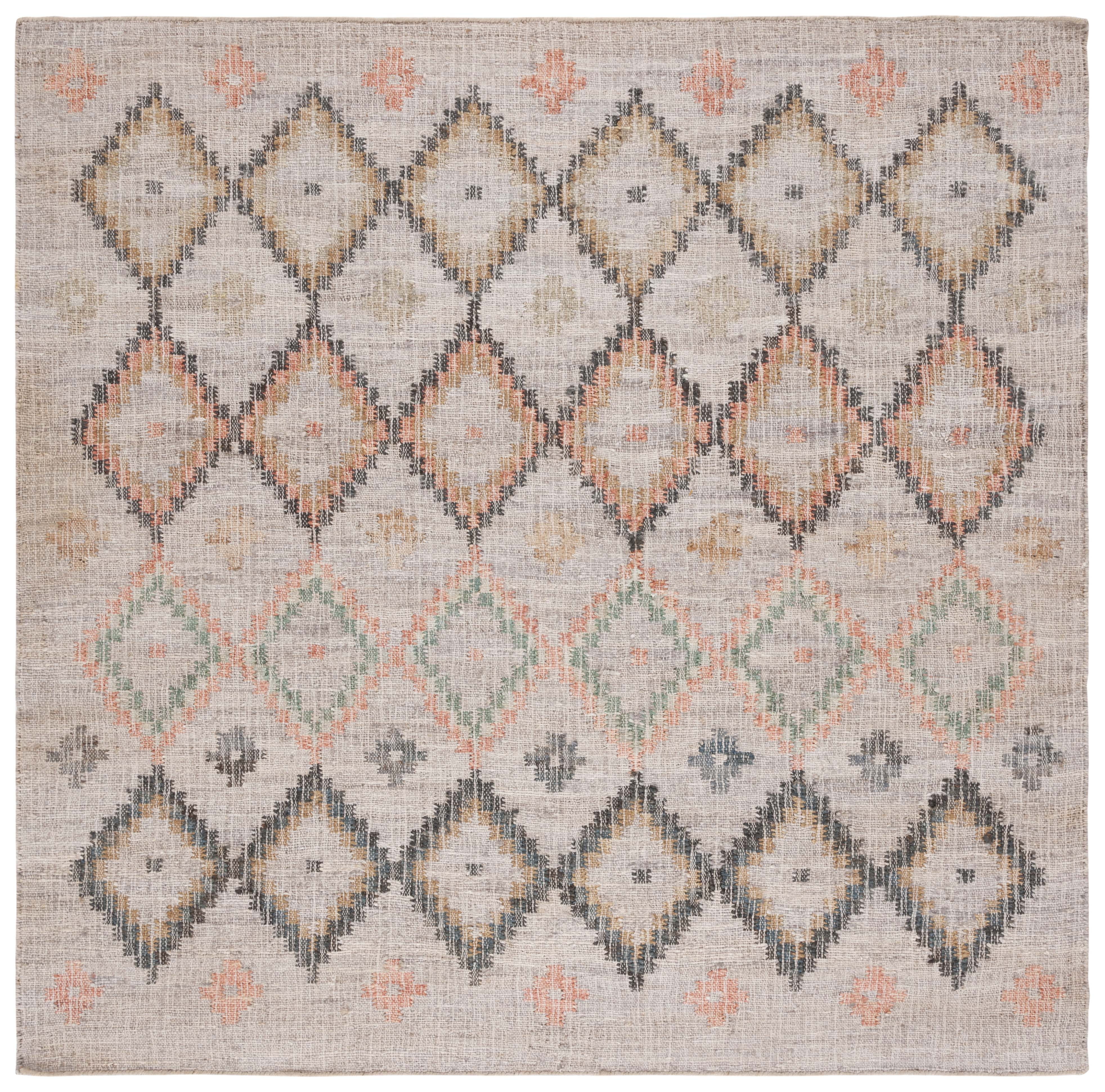 54" Beige and Gold Handmade Cotton Flat Woven Area Rug