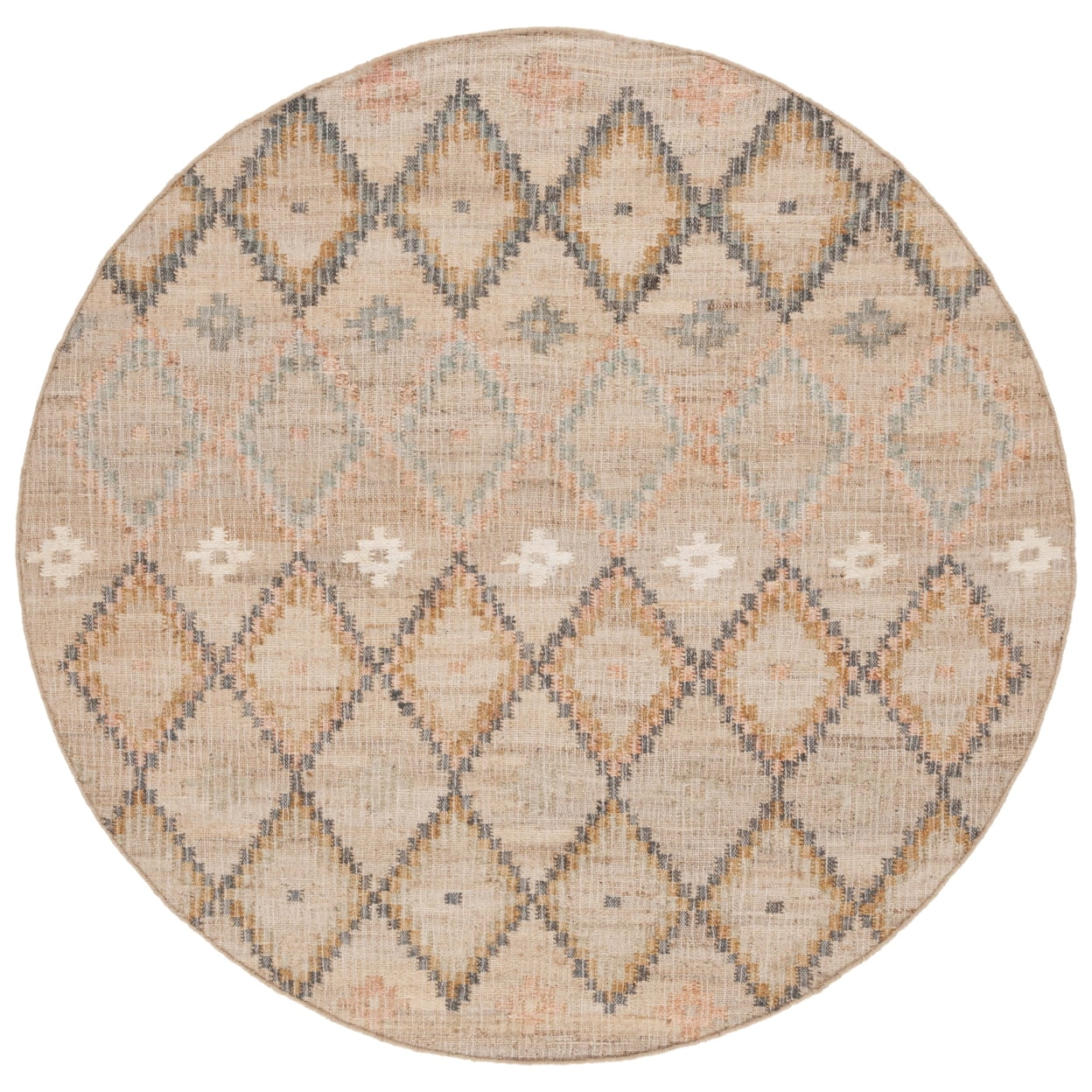 Bohemian Chic Blue Cotton 5' Round Handwoven Area Rug