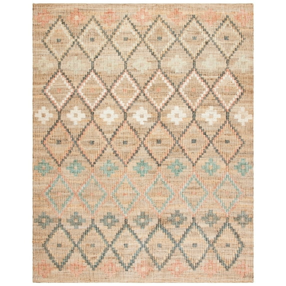 SAFAVIEH Kilim Mendoza Geometric Floral Area Rug, Natural/Blue, 9' x 12'