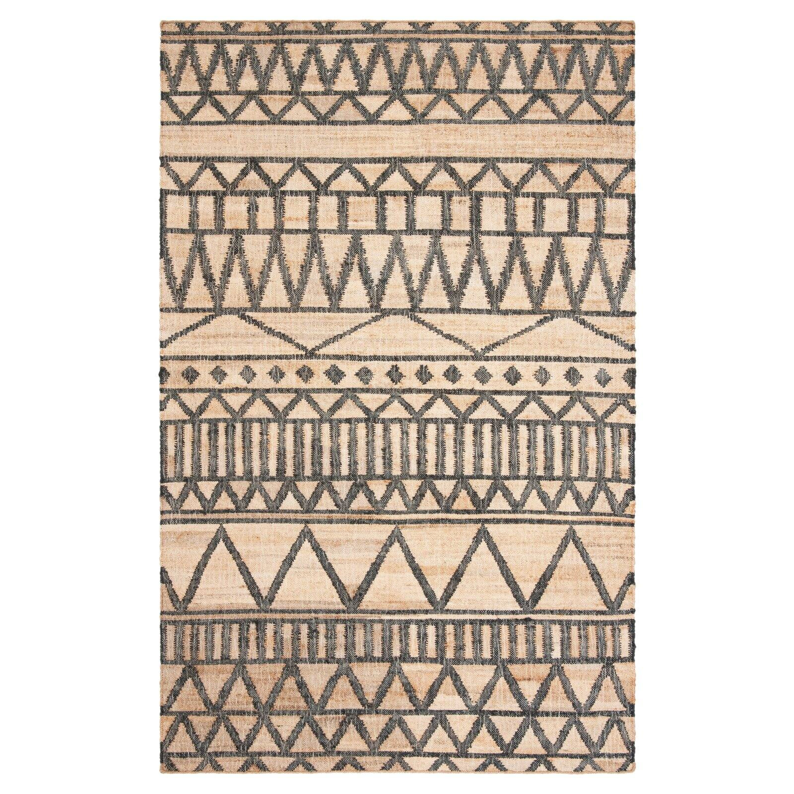 Nomadic Charm Natural/Charcoal Hand-Woven Wool & Cotton 4' x 6' Rug