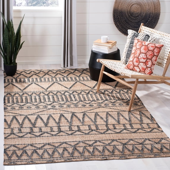 SAFAVIEH Kilim Merton Geometric Area Rug, Natural/Charcoal, 4' x 6'