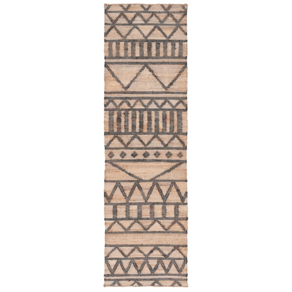 SAFAVIEH Kilim Merton Geometric Runner Rug, Natural/Charcoal, 2'3" x 8'