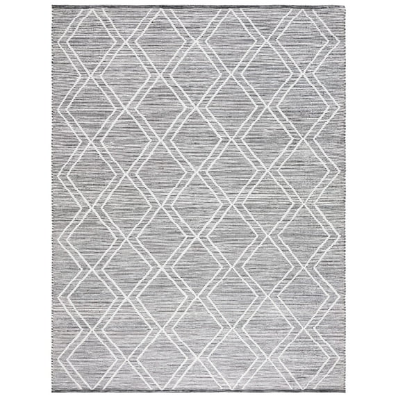 SAFAVIEH Kilim Meryll Diamond Polyester Area Rug, Black/Ivory, 8' x 10'