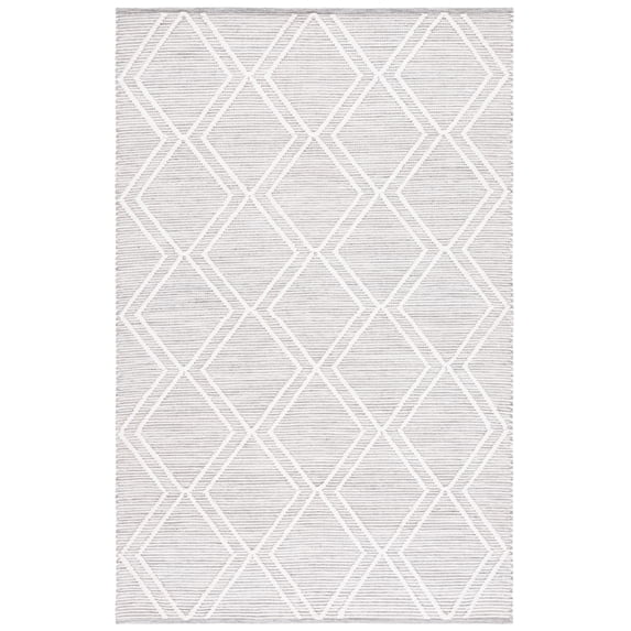 SAFAVIEH Kilim Meryll Diamond Polyester Area Rug, Grey/Ivory, 4' x 6'