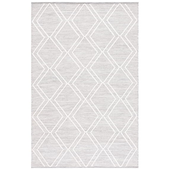 SAFAVIEH Kilim Meryll Diamond Polyester Area Rug, Grey/Ivory, 5' x 8'