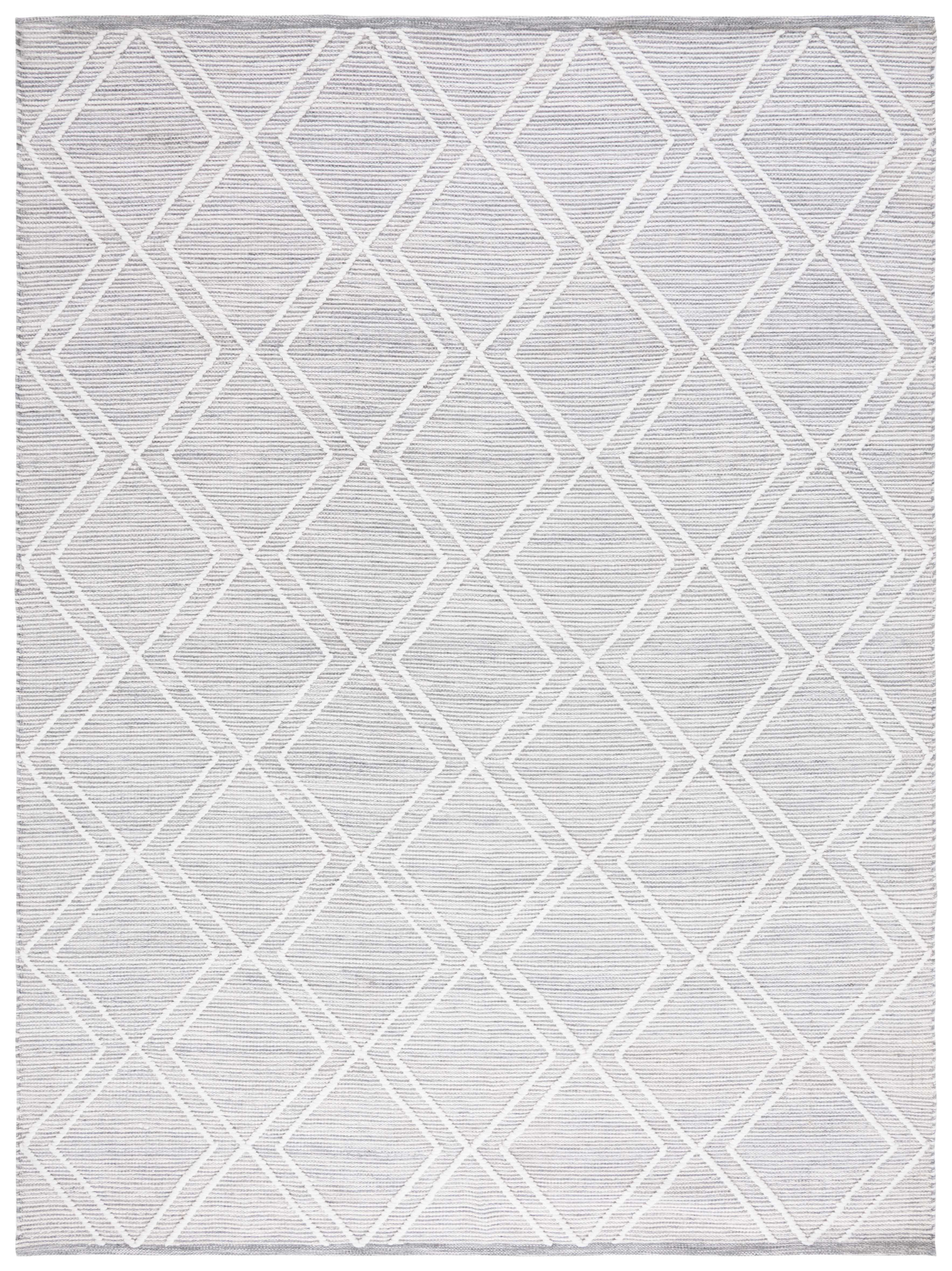 SAFAVIEH Kilim Meryll Diamond Polyester Area Rug, Grey/Ivory, 8' x 10'