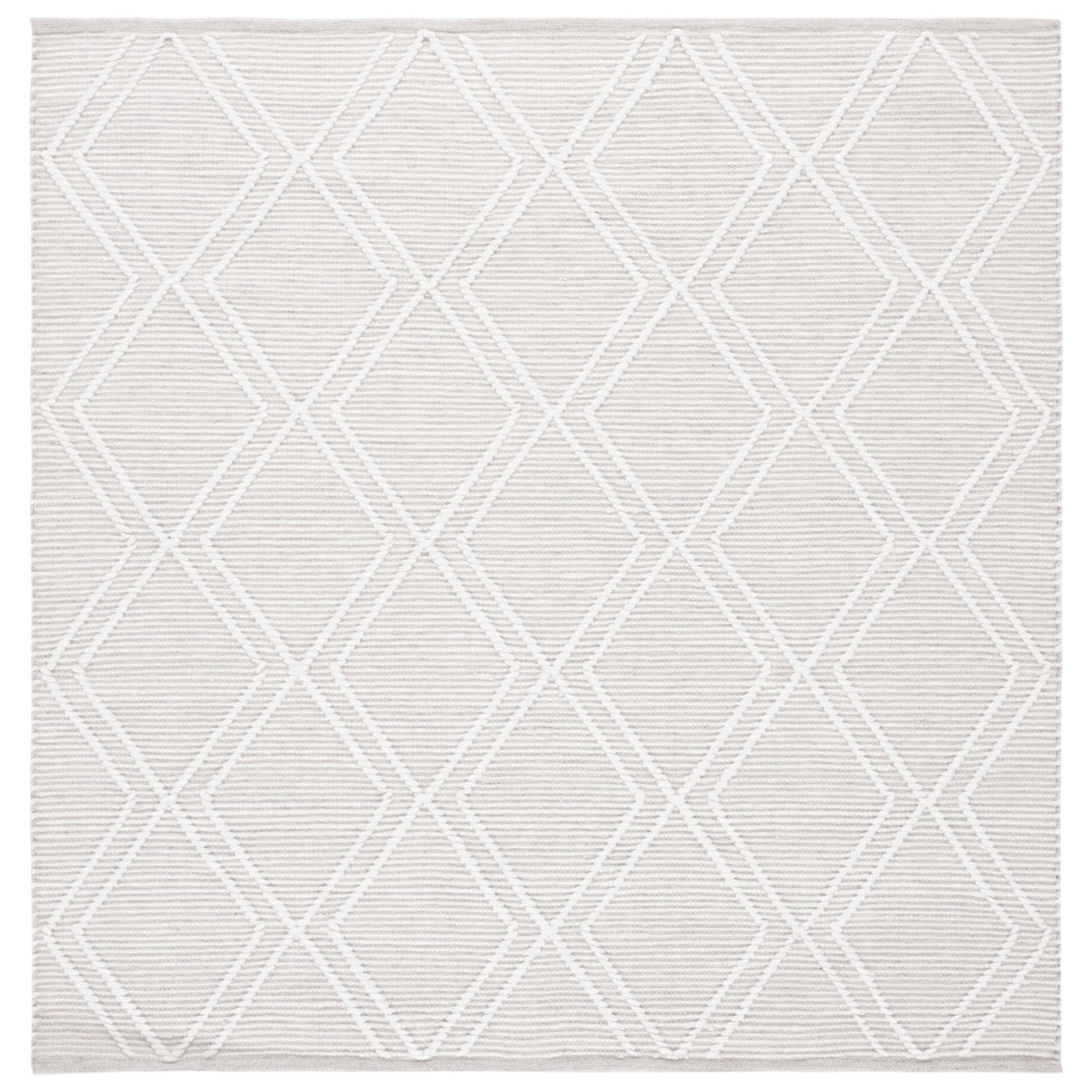 Light Grey and Ivory Square Flatweave Wool Rug