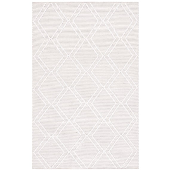 SAFAVIEH Kilim Meryll Diamond Polyester Area Rug, Light Grey/Ivory, 6' x 9'