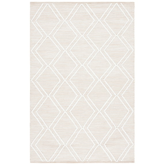 SAFAVIEH Kilim Meryll Diamond Polyester Area Rug, Natural/Ivory, 4' x 6'