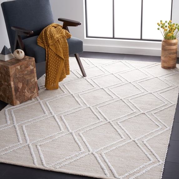 Safavieh Kilim Meryll Diamond Polyester Area Rug, Natural/Ivory, 5' x 8'