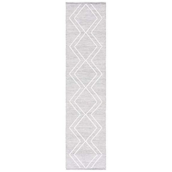 SAFAVIEH Kilim Meryll Diamond Polyester Runner Rug, Grey/Ivory, 2'3" x 9'