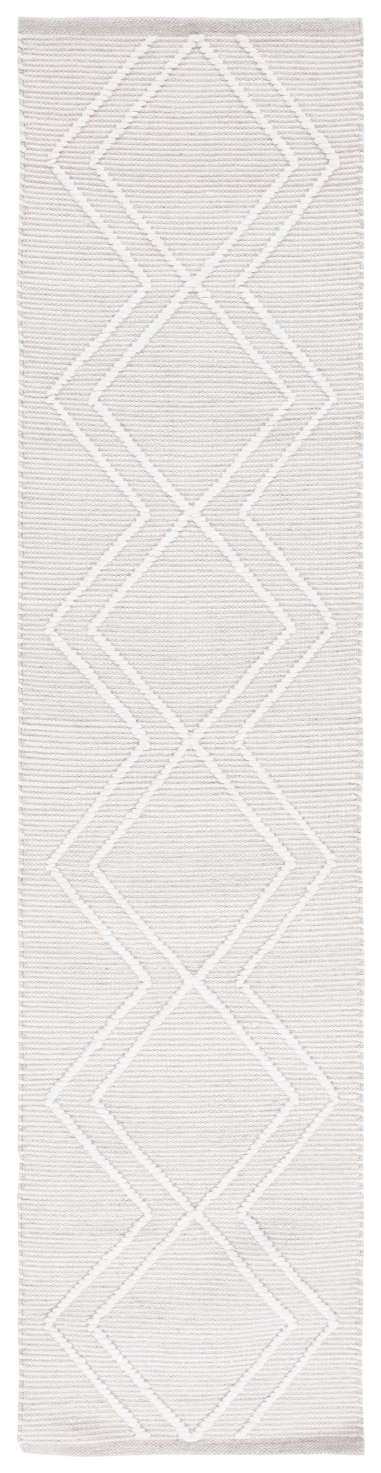 SAFAVIEH Kilim Meryll Diamond Polyester Runner Rug, Light Grey/Ivory, 2 ...