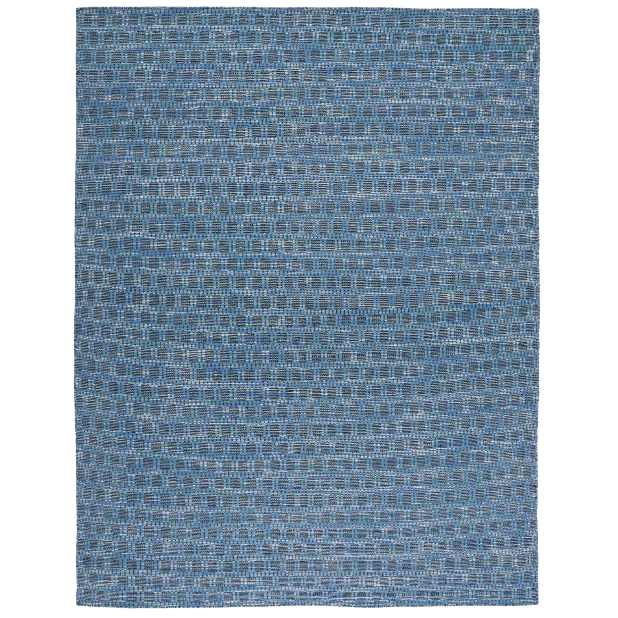 Blue Geometric Handwoven Wool Kilim Area Rug, 3' x 5'