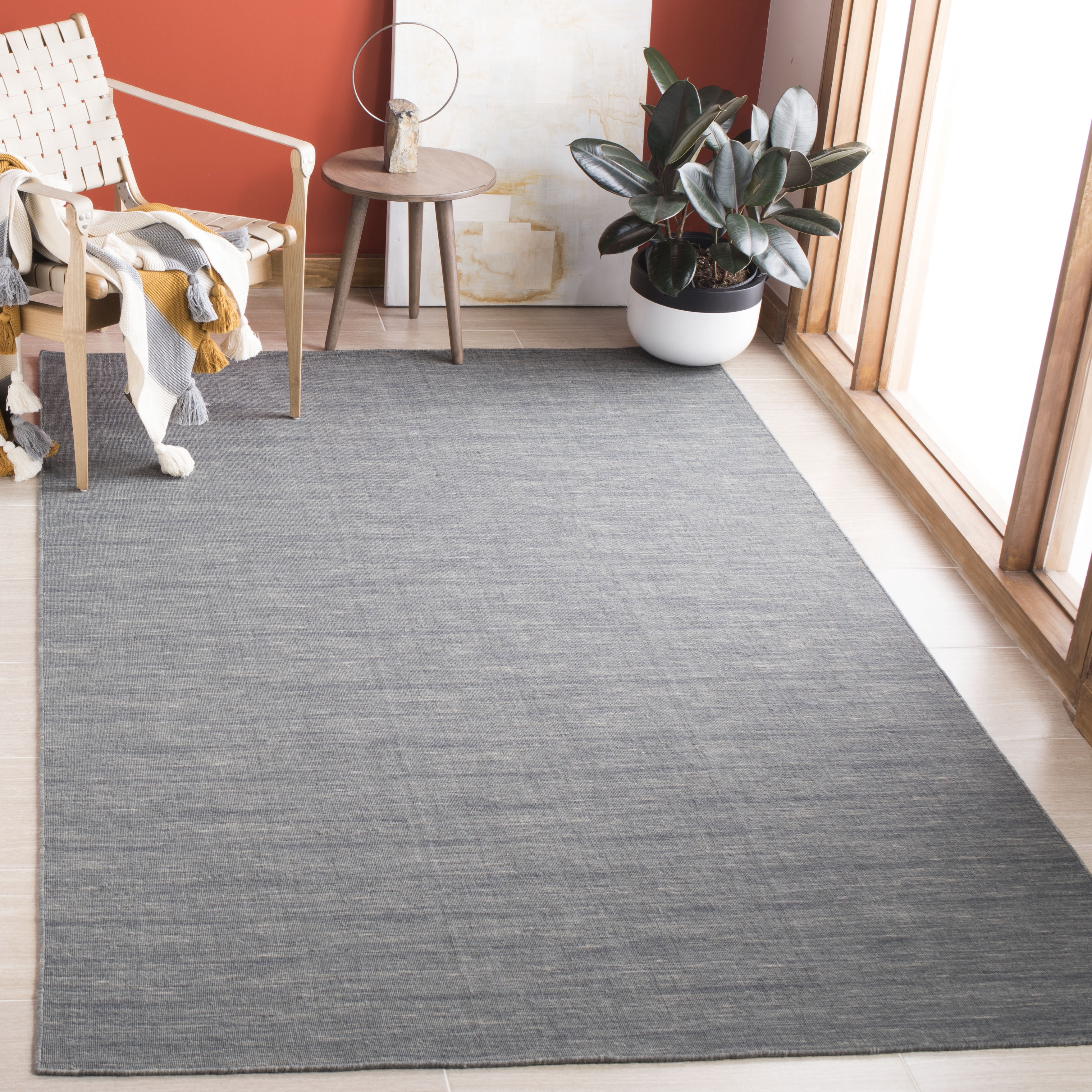 Safavieh Kilim Patrick Solid Area Rug, Gray/Silver, 6' x 6' Square