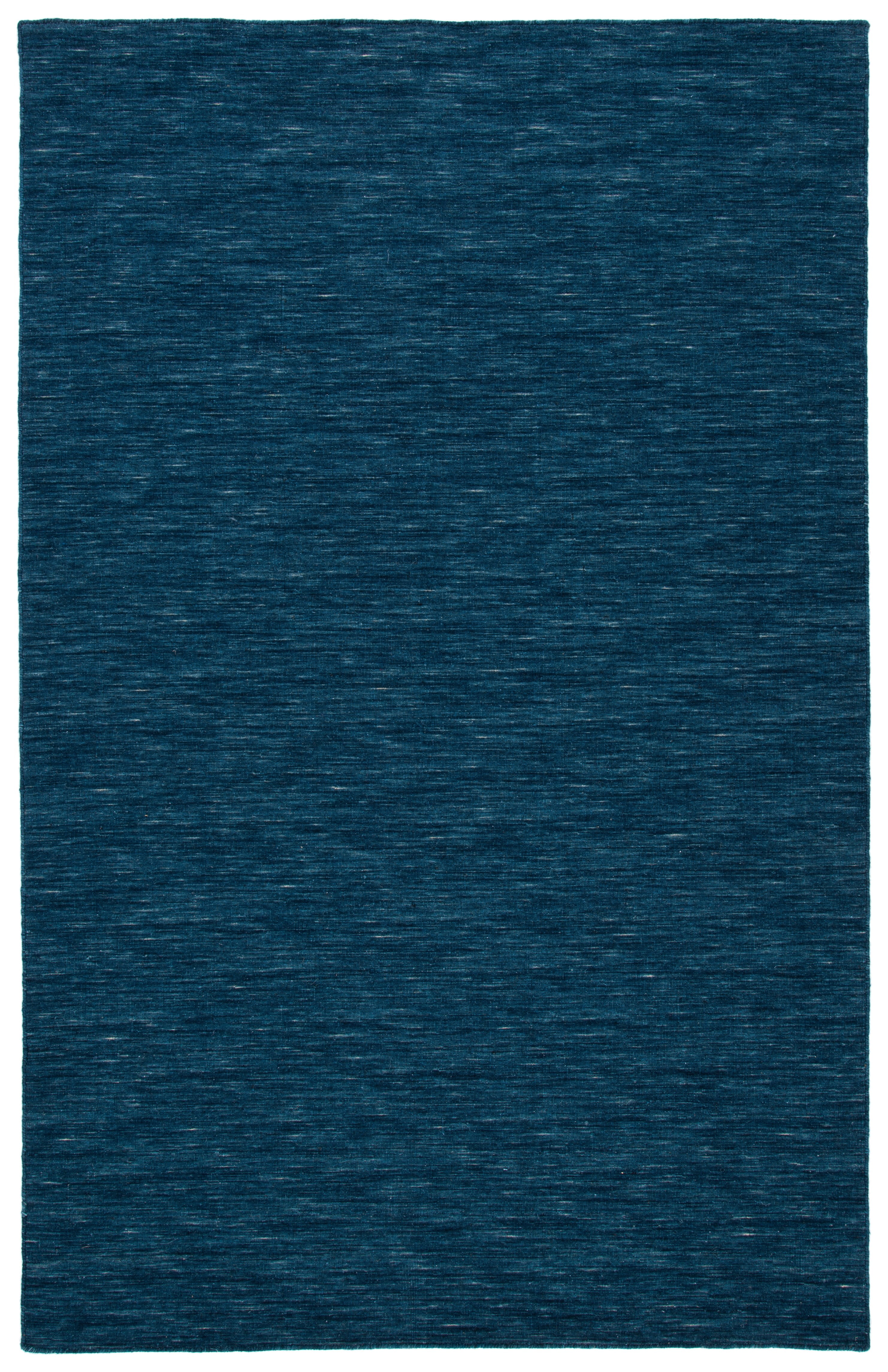 Handmade Navy Blue Wool Flat Woven Area Rug, 5' x 8'