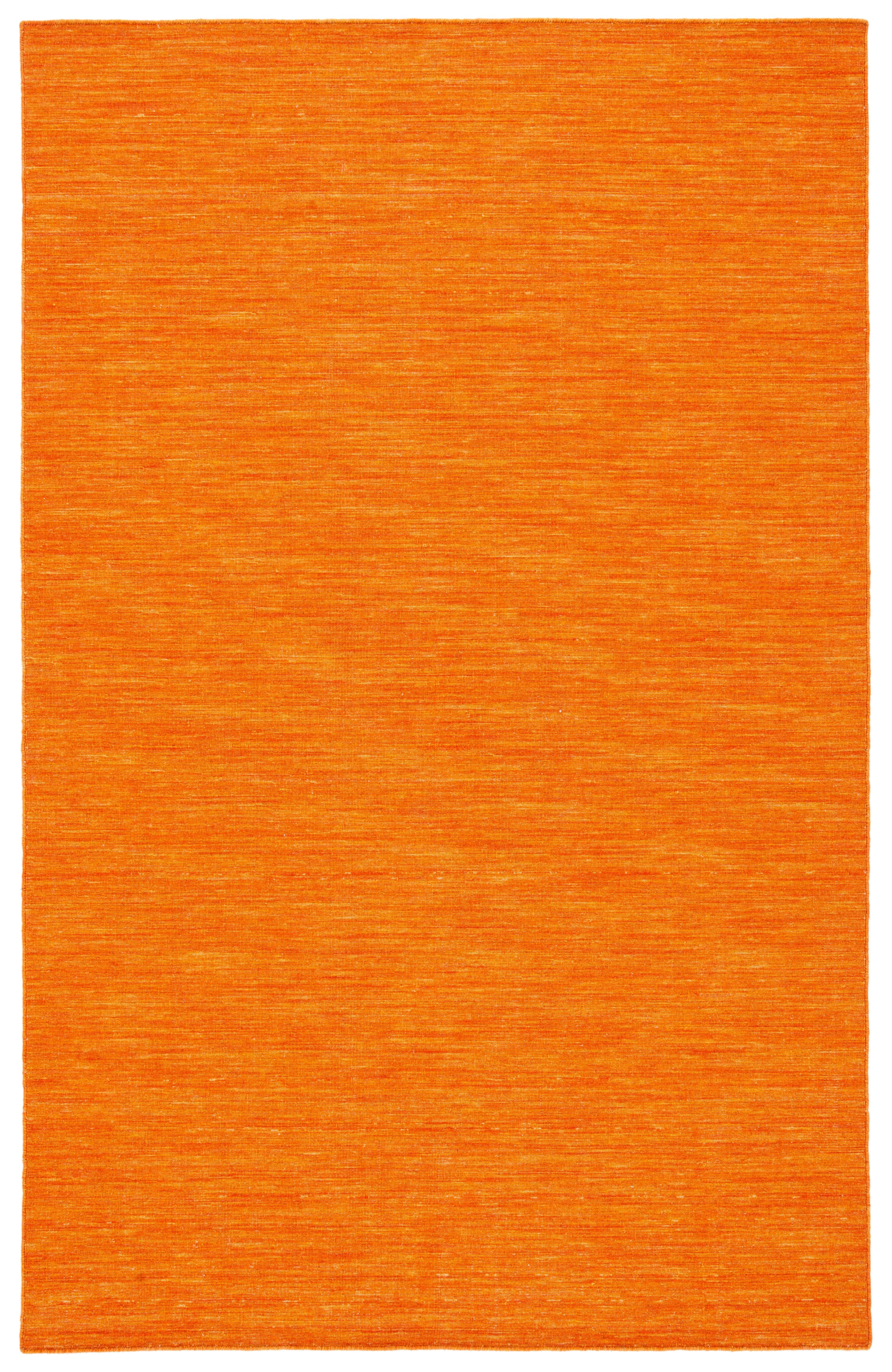 Handmade Orange Wool and Cotton Flat Woven Area Rug