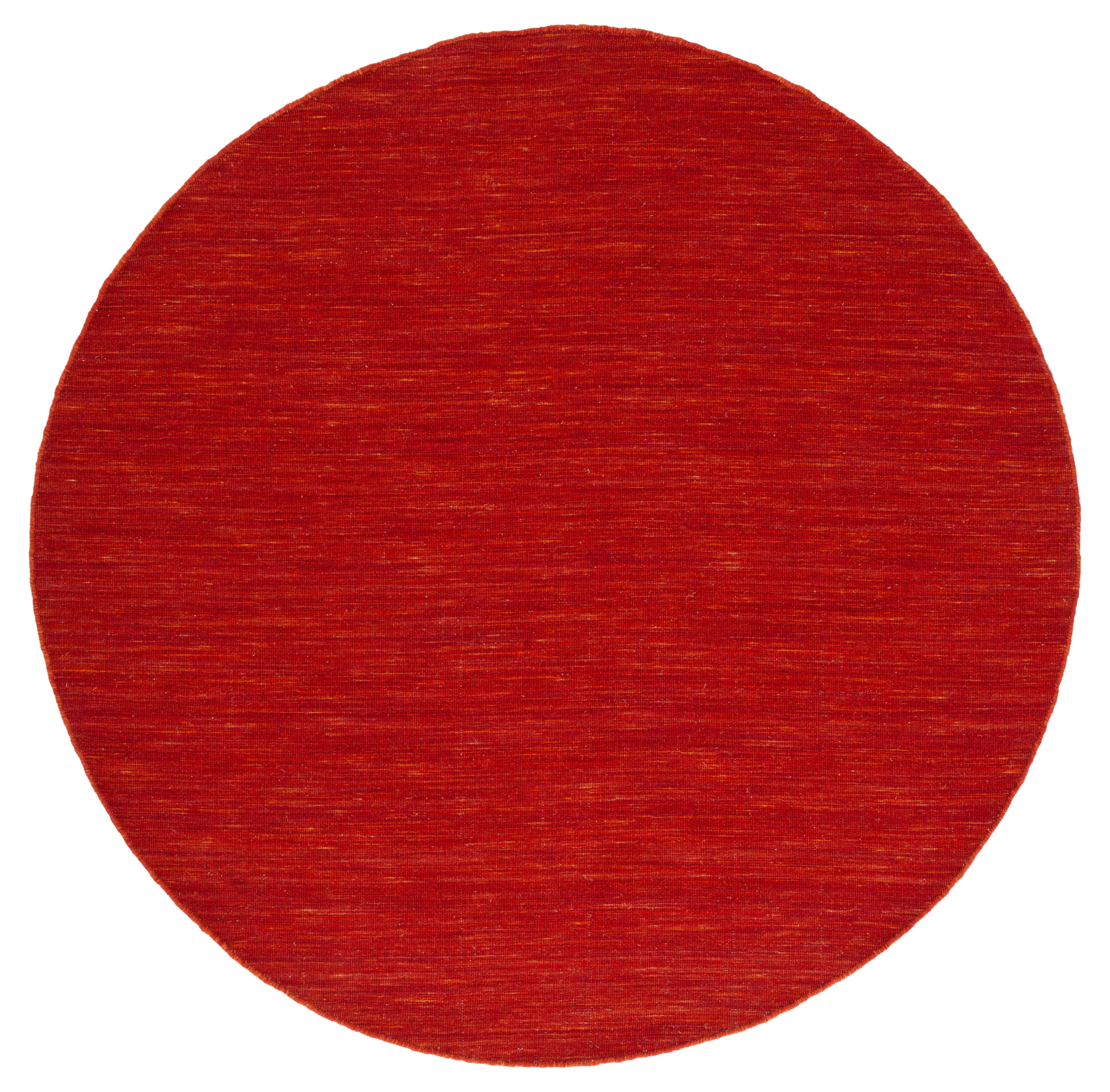Handmade Red and Rust Wool Round Area Rug, 6' Diameter